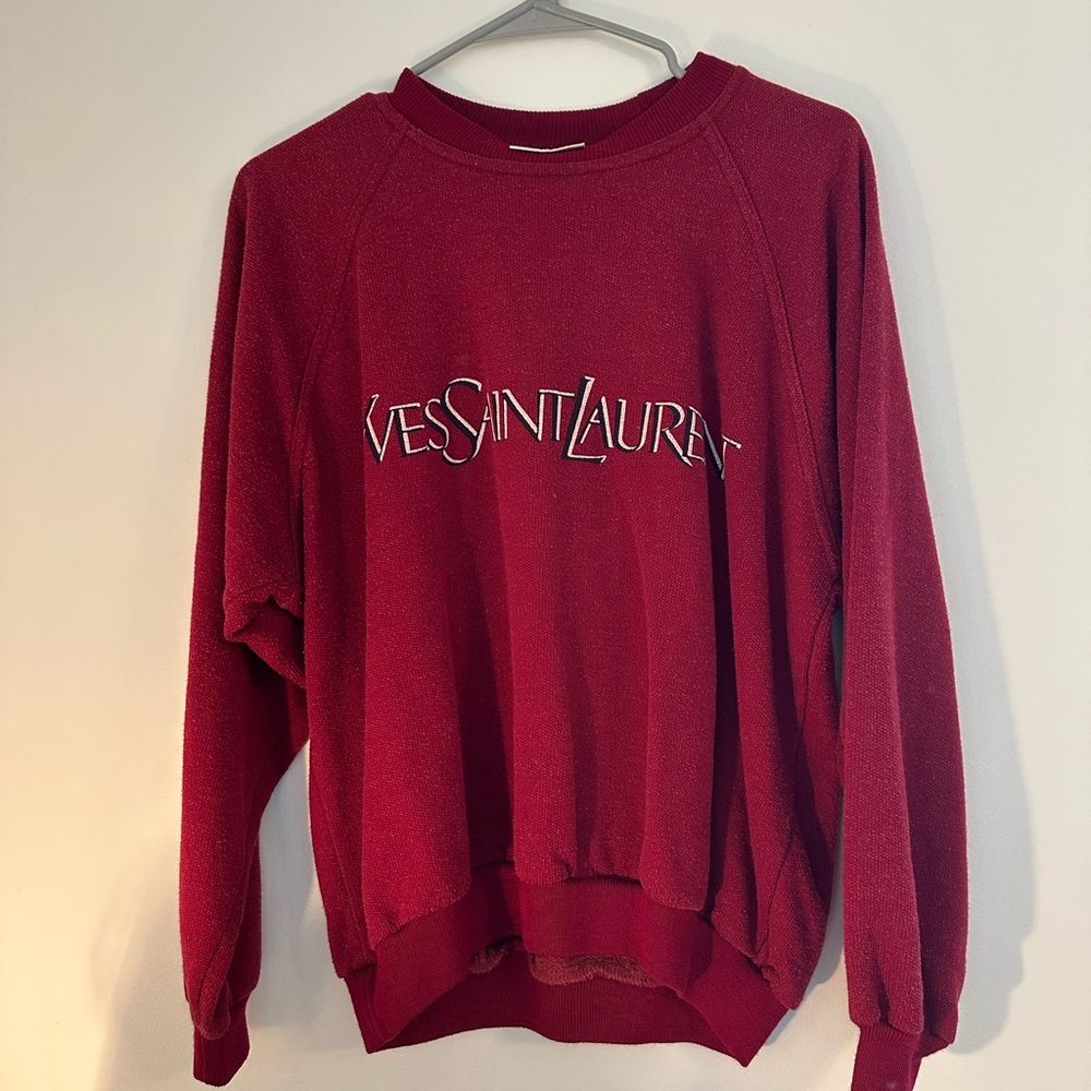 VINTAGE Yves Saint Laurent (YSL) Tricots Pour Homme Sweatshirt - Red - small